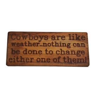 Cowboy Weather Plaque Wooden Home Wall Decoration Western Cabin Farmhouse